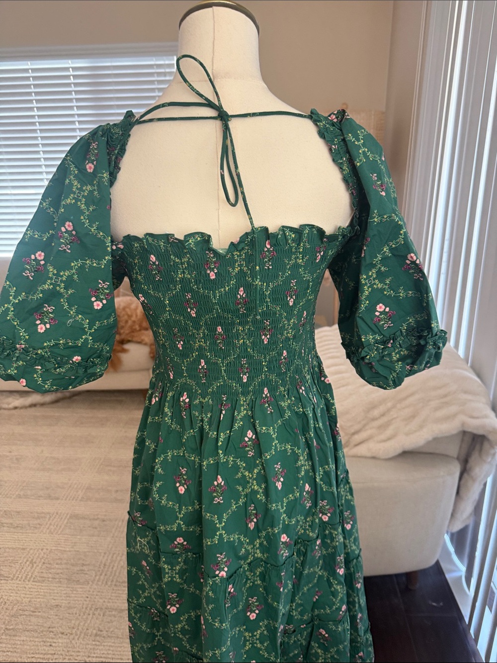 Hill House Green Floral Midi Dress - Picture 3 of 3